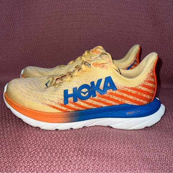 Hoka One One Mach 5 Running Shoes men’s size 8.5 Orange Blue - Picture 2 of 9